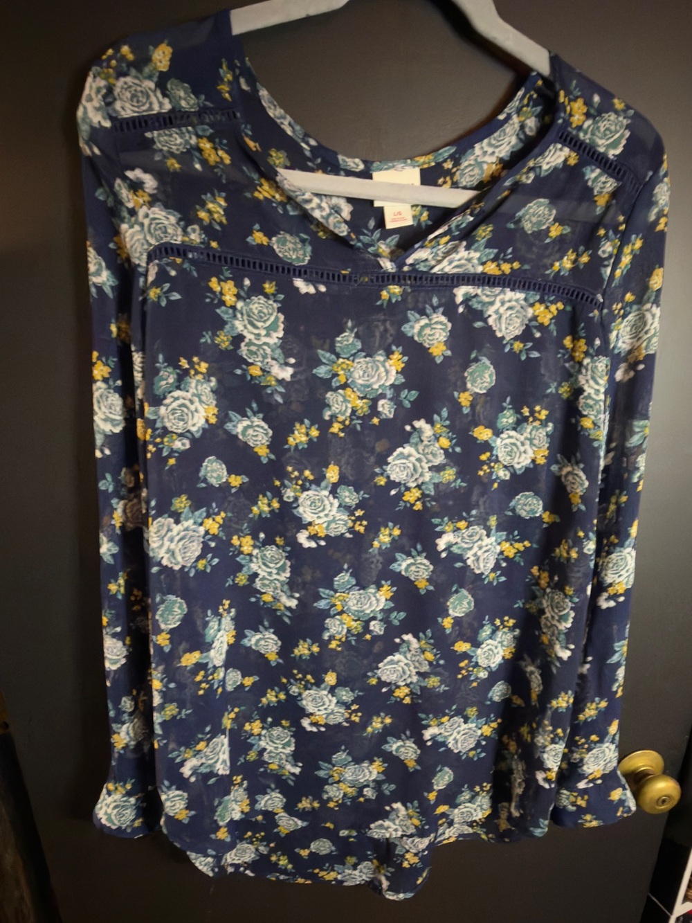 Mossimo Supply Co. Navy Blue Floral Long-Sleeve Tunic